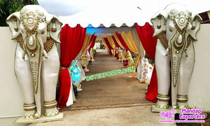 Srilankan mariage éléphant entrée décoration majestueux mariage indien FRP éléphant décor décoration de mariage avec visage d'éléphant - Product Image 4