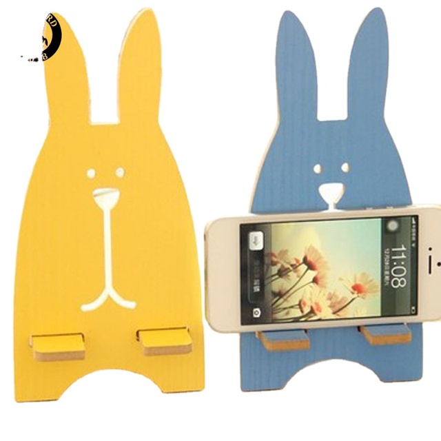 2026 Adjustable Cellphone Tablet Desktop Holder Stand Universal Wood Lazy Mobile Phone Holder Accessory Cute Rabbit