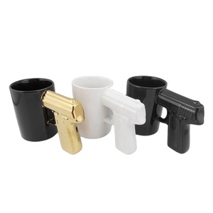 Cốc Cà Phê Gốm Mới Lạ Cốc Súng Cốc Súng Lục Cho Món Quà Tuyệt Vời Đen & Bạc - Product Image 1