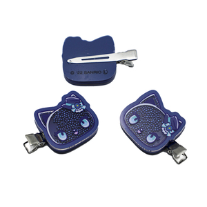 Pendentif et pince à cheveux en acrylique personnalisés, motif chat de dessin animé mignon kawaii, à paillettes - Product Image 3