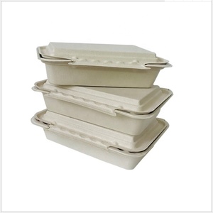 Personalizar Logo al por mayor Hotel <span class=keywords><strong>restaurante</strong></span> barato <span class=keywords><strong>bagazo</strong></span> Biodegradable cena caja hamburguesa caja - Product Image 6