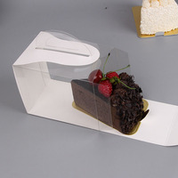 Individual Small Paper Cake Slice Box Pastry Plastic Cakes Bakery Packaging Treat Cake Box clear Single Mouse Boxes with Handle