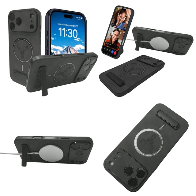 Durable PC+TPU Protective Shell Factory Magnetic Phone Case Stand for iPhone 17 16 15 14 13 12 Plus Max Anti-fingerprint Case