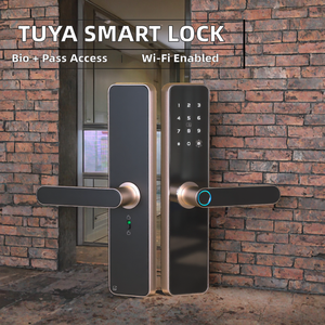 Serrure biométrique intelligente en alliage d'aluminium avec empreinte digitale et <span class=keywords><strong>code</strong></span> d'accès <span class=keywords><strong>pour</strong></span> porte en bois Serrure WiFi Cloud avec carte mémoire et application Tuya <span class=keywords><strong>pour</strong></span> porte en acier - Product Image 4