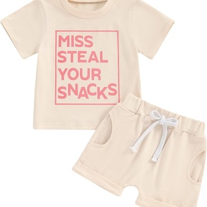Ensemble de vêtements décontractés unisexes respirants en jersey à manches courtes/longues pour bébés et tout-petits - Product Image 5