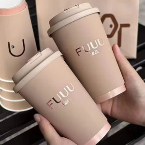 Taza DE PAPEL DE CAFÉ biodegradable desechable con logotipo personalizado, taza de papel de doble pared para bebidas calientes con tapa - Product Image 1