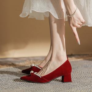 Zapatos de Novia Rojos, Elegantes y Sensuales, de Tacón Alto, Formales, Cerrados, con Tacón de Aguja, Atemporales para Verano/Invierno - Product Image 4