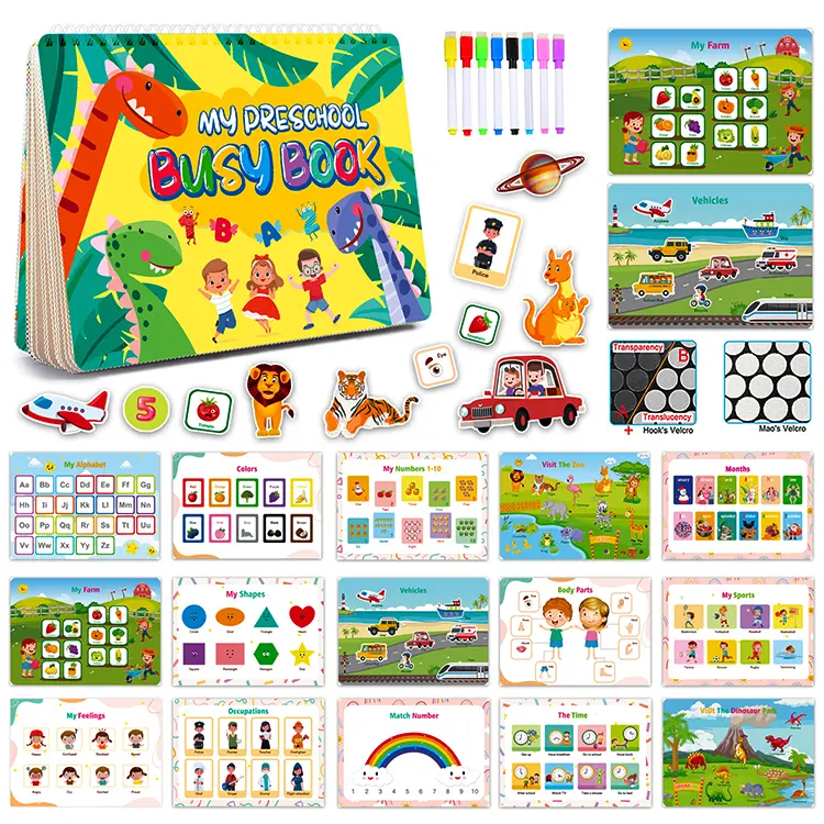 custom toddler early learning activity wiped and clean libros kids english educational quiet books printing