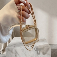 Pochette carrée unique pour femme, mini sac de soirée transparent en acrylique, sac à bandoulière transparent avec chaîne pour femme