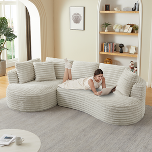 Canapé d'angle moderne en L, grand format, de luxe, convertible, design minimaliste, confortable, pour salon - Product Image 5