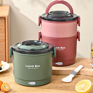 Portable <b>USB</b> Electric <b>Heating</b> Dual Tier Stackable Lunch Box 304 Stainless Steel Liner Insulation Sleeve BPA Free Freshness - Product Image 2
