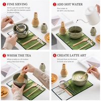Ensemble de thé matcha japonais en bambou personnalisé avec logo, fouet, cuillère, bol à matcha, support en céramique, fouet à matcha fait à la main, kit