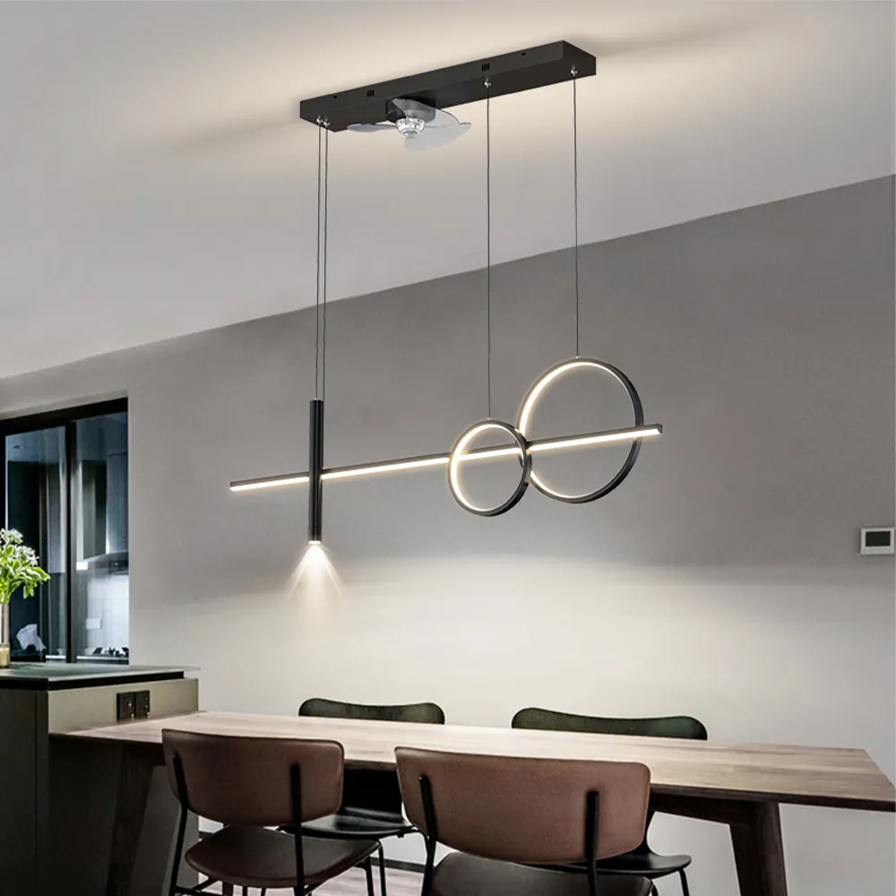 โคมไฟแขวนแถบยาวแบบทันสมัยโคมไฟอลูมิเนียมสำหรับโต๊ะอาหารโคมไฟระย้า LED แบบเส้นตรงสำหรับสำนักงานห้องครัวบาร์