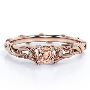 Bague en argent sterling 925 avec morganite plaquée or rose, coupe ovale, bague de mariage unique et antique - Product Image 3