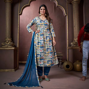 Elegant Printed Anarkali <b>Kurti</b> with Dupatta in Multicolor Abstract Design Ethnic <b>kurti</b> to Wear for Women - Product Image 1