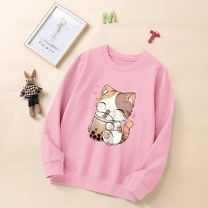 FOXA เสื้อสเวตเตอร์ลายแมวน่ารักผู้หญิงผ้าฝ้าย 100% แขนยาวลายกราฟิกคาวาอิเสื้อพูลโอเวอร์ลายการ์ตูนสัตว์พิมพ์ลายพอดีตัว - Product Image 6