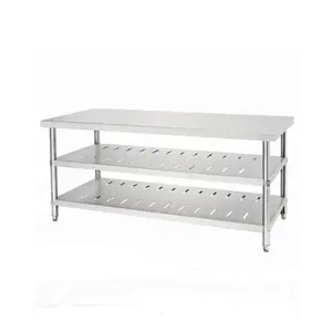 Stainless Steel Work Table for Prep & Work Metal Commercial Kitchen Heavy Duty Table with Adjustable Under Shelf and Table Foot