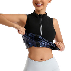 Chaleco Deportivo Moldeador con Cierre y Cuello Alto para Mujer, Traje de Sauna, Chaleco de Sudoración, Fitness, Negro, Azul, en Capas, Delgado, de Cloropreno - Product Image 4