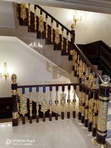 Sang trọng phong cách Châu Âu đặc biệt lan can tay vịn cầu thang sàn lan can trong nhà biệt thự đồng thau đơn giản thanh lịch sàn gỗ - Product Image 4