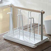 Barre cuisine bureau poignée en métal bois 6 bouteille de café tasse sèche-cheveux rangement présentoir support support pour armoire