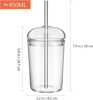 Botol Kaca Silinder yang Dapat Disesuaikan dengan Tutup Kaca dan Sedotan 16oz Set Gelas Kopi Dingin Buatan Shandong untuk Air/Soda/Teh Hadiah