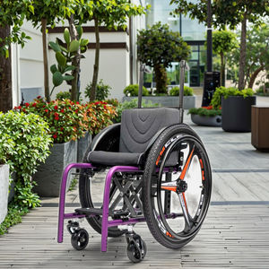 CE認証取得済み パープル ハードバックレスト フレキシブル ポータブル アルミ合金製 大人用 手動折りたたみ式車椅子 医療リハビリテーション クラスII WI5805 - Product Image 1