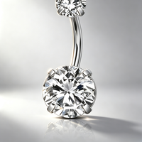 Anneau de nombril durable en acier 316L avec zircon 5A, piercing de nombril à quatre griffes, bijou corporel pour usage quotidien, vente en gros