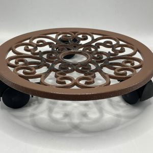 Durevole in <span class=keywords><strong>acciaio</strong></span> al carbonio metallo rotolamento pianta Base moderna piantatrice Caddy ruote per vasi interni esterni per la decorazione della casa - Product Image 1