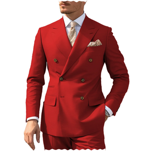 Casual Beige Herren Business Anzüge 2 Stück Regular Fit Zweireiher Jacken hose für <span class=keywords><strong>Prom</strong></span> Party Hochzeit Smoking - Product Image 5