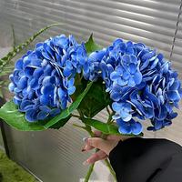 Hydrangée bleue douce en latex, tige unique, 51 cm, toucher réel, faible MOQ, fleur artificielle en gros pour la décoration de la maison, des fêtes, des hôtels et des mariages