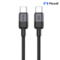 Câble Type-C Miccell PD 60W à charge rapide, câble de données tressé C vers C pour téléphone, vente en gros, avec transmission de données 480 Mbps