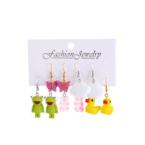 Orecchino in acrilico colorato 3 pezzi orecchini con carta fragola e anatra farfalla da donna - Product Image 6