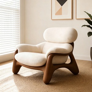 Nuevo Sillón Individual de Madera de Olmo Estilo Chino, Sillón <span class=keywords><strong>Reclinable</strong></span> de Madera Maciza con Tapicería de Tela - Product Image 1