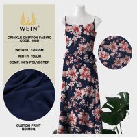 Tissu en mousseline de polyester froissé de haute qualité WI-B05, 100 % polyester, 120 GSM, imprimé numérique floral pour robes de mariée, vêtements de nuit pour filles