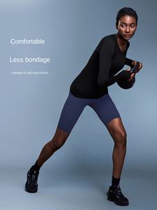 Haut de sport pour femme à manches longues, col rond, uni, à séchage rapide, respirant, pour le yoga sans couture, idéal pour la course à pied et le fitness - Product Image 3