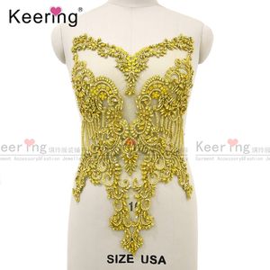 Robe de mariée <span class=keywords><strong>en</strong></span> or Royal, corsage personnalisé, Applique perlée, Patch - Product Image 1