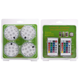 Lampes LED submersibles 16 couleurs 4 modes Alimentées par batterie Changement de couleur avec télécommande - Product Image 6