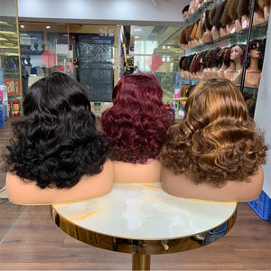 Los Mejores Proveedores de Pelucas al por Mayor de 14 Pulgadas # N # 99J # Pelucas con Cierre 5x5 de Cabello Sintético P4/30 Super Double Drawn Ocean Wave - Product Image 2