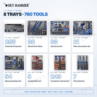 Ensemble d'outils de mécanicien 760 pièces avec armoire à outils roulante à 12 tiroirs, plateau en chêne, clé dynamométrique, plateaux en mousse EVA, coffre à outils de garage