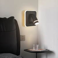 Vente en gros en usine de lampes murales classiques rondes à led noires, simples et modernes, appliques murales rotatives pour la maison avec USB type-c