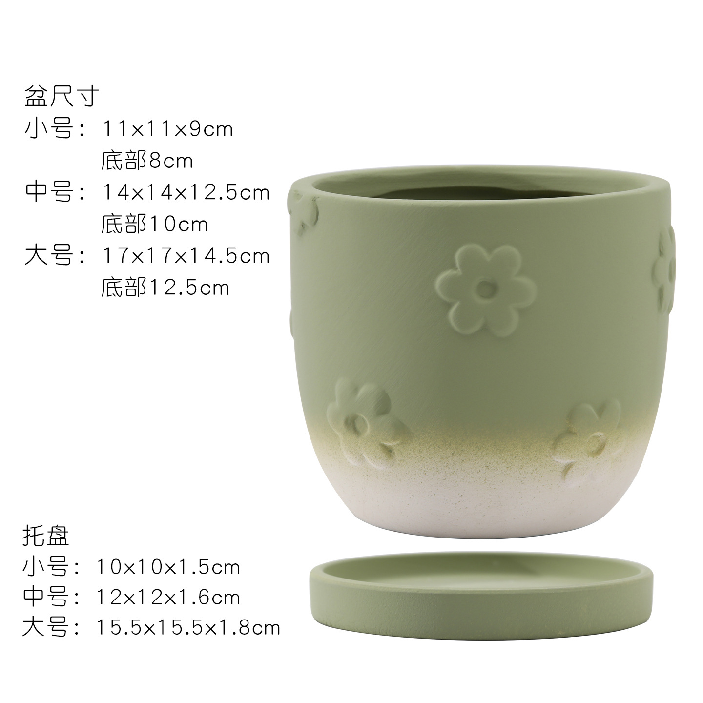 Embossed round flowers gradient olive green
