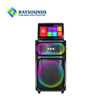 Altavoz Portátil con Pantalla Grande RAYSOUNDS, Máquina de Karaoke con Gabinete de Madera y Super Bajos para Eventos y Fiestas al Aire Libre