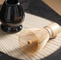 Accessoires de cérémonie du thé matcha traditionnels, ensemble cadeau de 4 pièces en verre matcha, bol en bambou violet, whisky