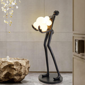 Estilo americano Arte Abstrata Resina Bola Escultura Figura Modern LED <span class=keywords><strong>Light</strong></span> Source Corpo Estátua Lâmpada para Sala ou Hotel