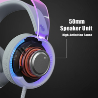Casque de jeu filaire USB PJT-DEP2481 avec lumières musicales DJ, son surround supra-auriculaire dynamique