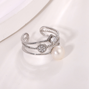 Bague en argent sterling 925 avec perle d'eau douce naturelle Kammy de 7 à 7,5 mm, taille ajustable, bijou de fiançailles pour femme - Product Image 2