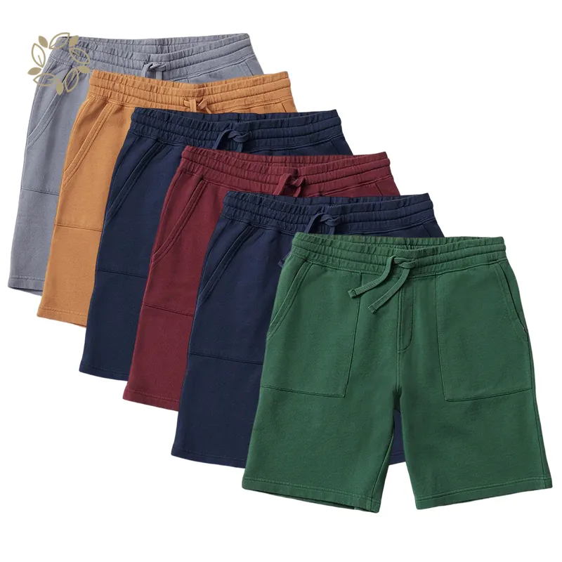 Shorts de moletom de algodão orgânico personalizados para homens, shorts de treino premium para natação, shorts de corrida de verão sustentáveis para roupas masculinas