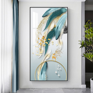 Salon chevet décoration plume version horizontale plume mur art décor peinture pour morden décorations pour la maison intems - Product Image 2