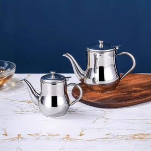 Théière en acier inoxydable avec couvercle, design moderne, pour le thé, le café, utilisation en cuisine - Product Image 1