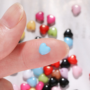 Acrylic Heart Shaped <b>Beads</b> Solid Color Perforated For Bracelet Making DIY Jewelry Accessories - Product Image 3
